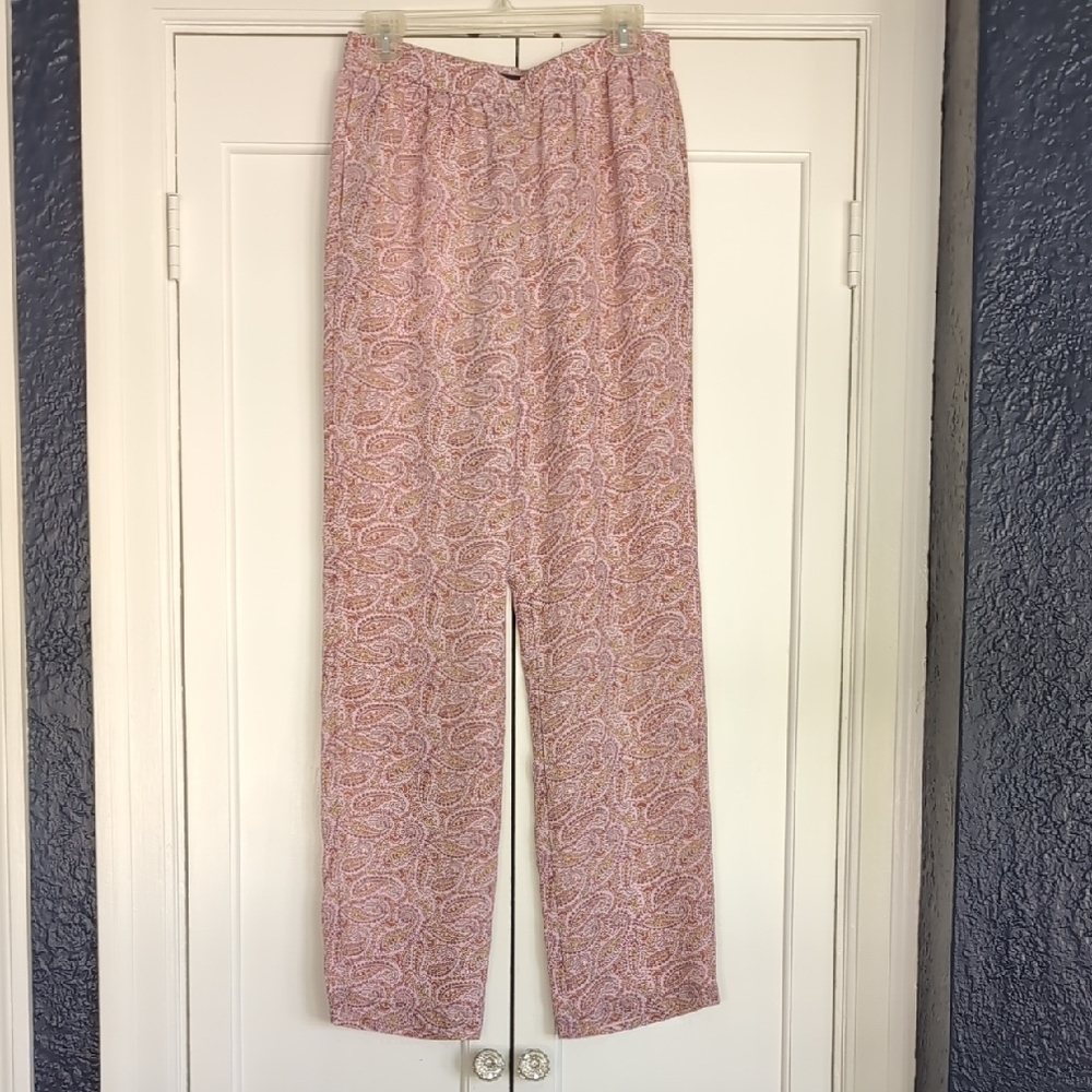 J. Crew Pink, Peach, Yellow, and White Paisley Trousers